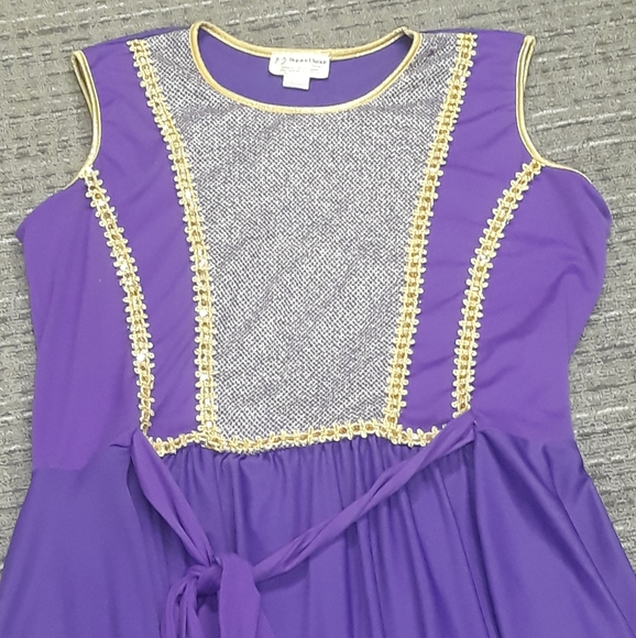 Rejoice Dance Ministry Sleeveless Purple and Gold Praise Dance Dress - Size 4X - Picture 5 of 12